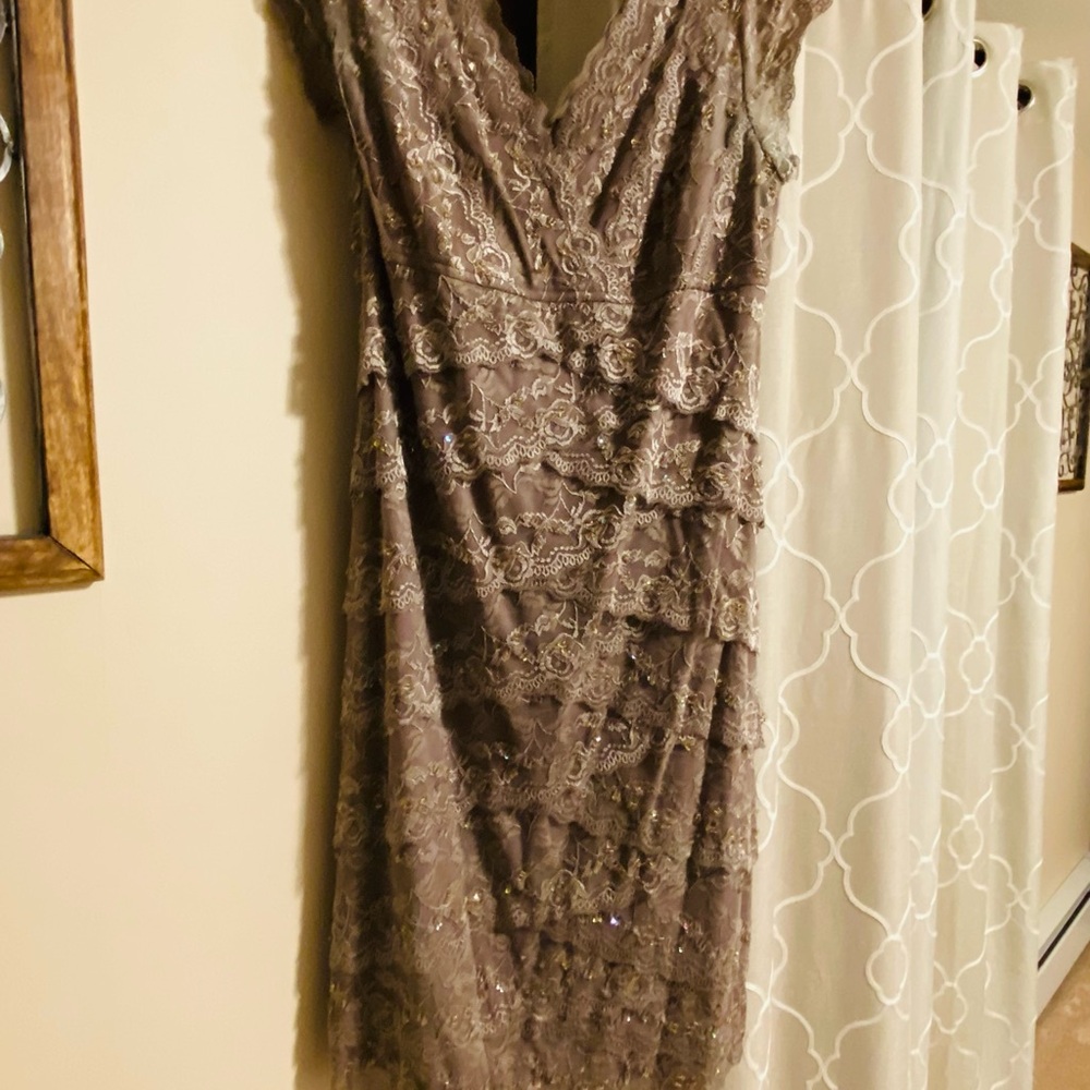 Brown Ruched Wrap Midi Dress V-Neck Cocktail